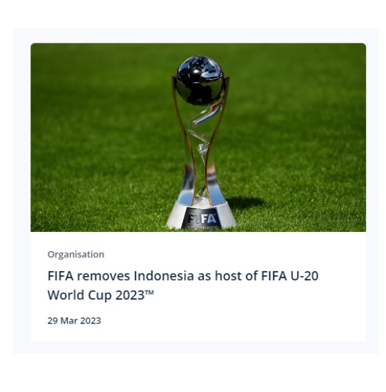 FIFA Batalkan Indonesia Sebagai Tuan Rumah Piala Dunia U-20